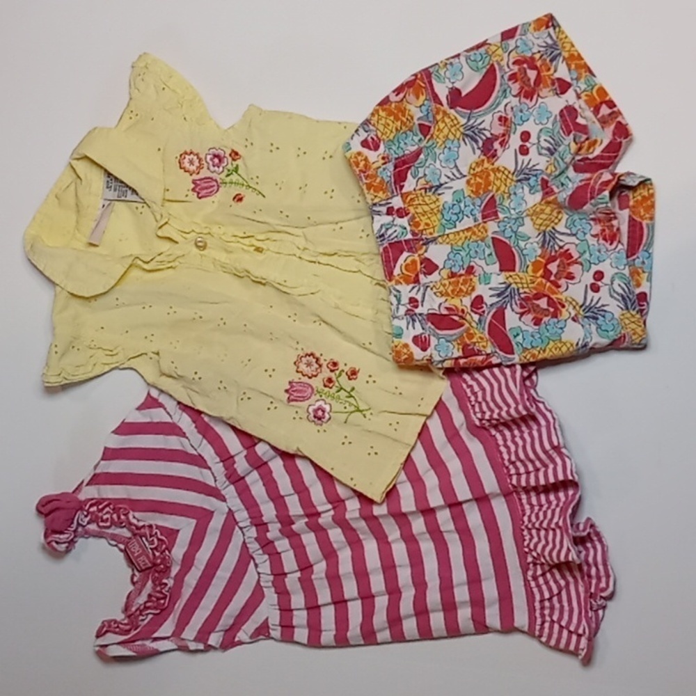 3 Piece Ensemble Size 2T Little Girl Shirt Shorts Dress